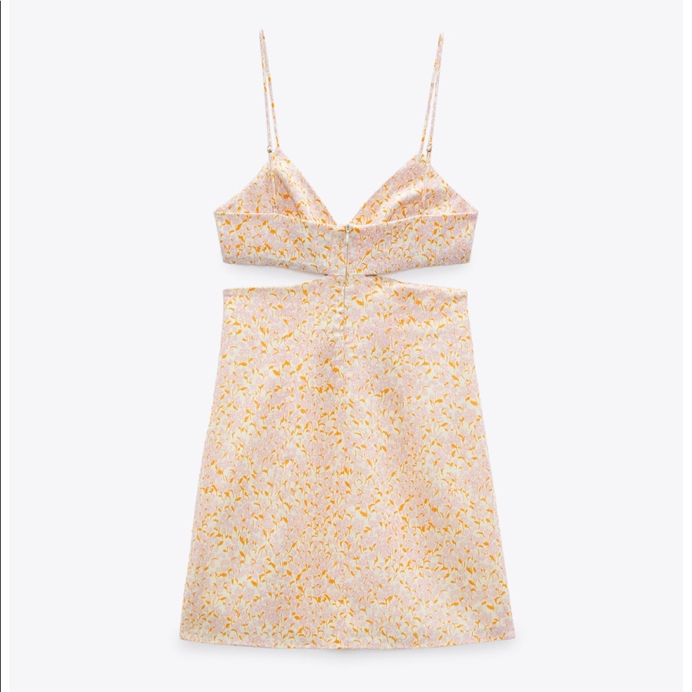 Zara Linen Blend Cutout Mini Dress